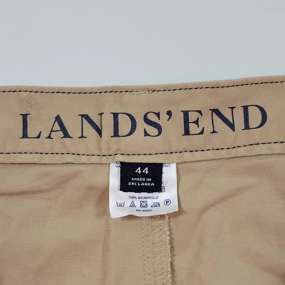 Lands'‎ End Cargo Shorts Mens 44 Khaki Tan Excellent Cotton Twill Multi Pocket